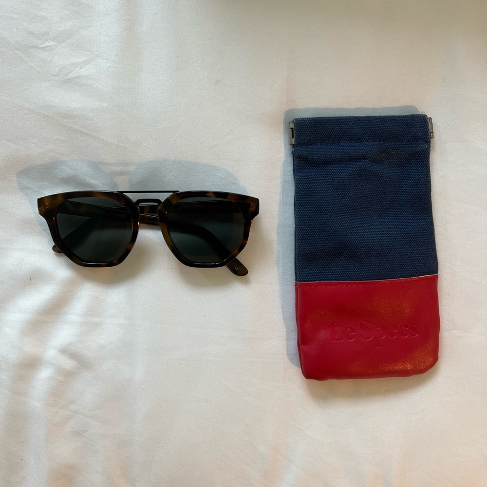 Le Specs Brown Sunglasses with Blue and Red Case